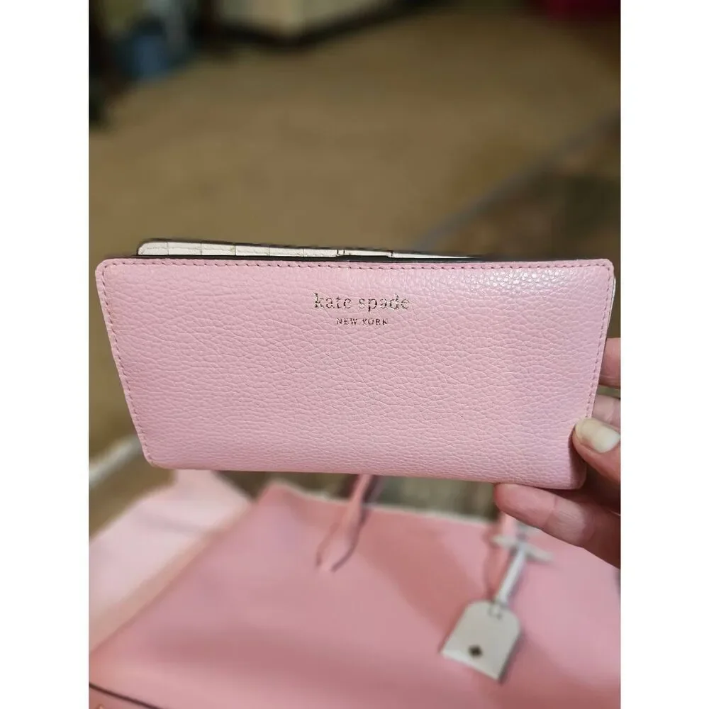 Kate Spade Leather Eva Purse Satchel AND Staci Large Slim Bifold Wallet PINK - Picture 14 of 16